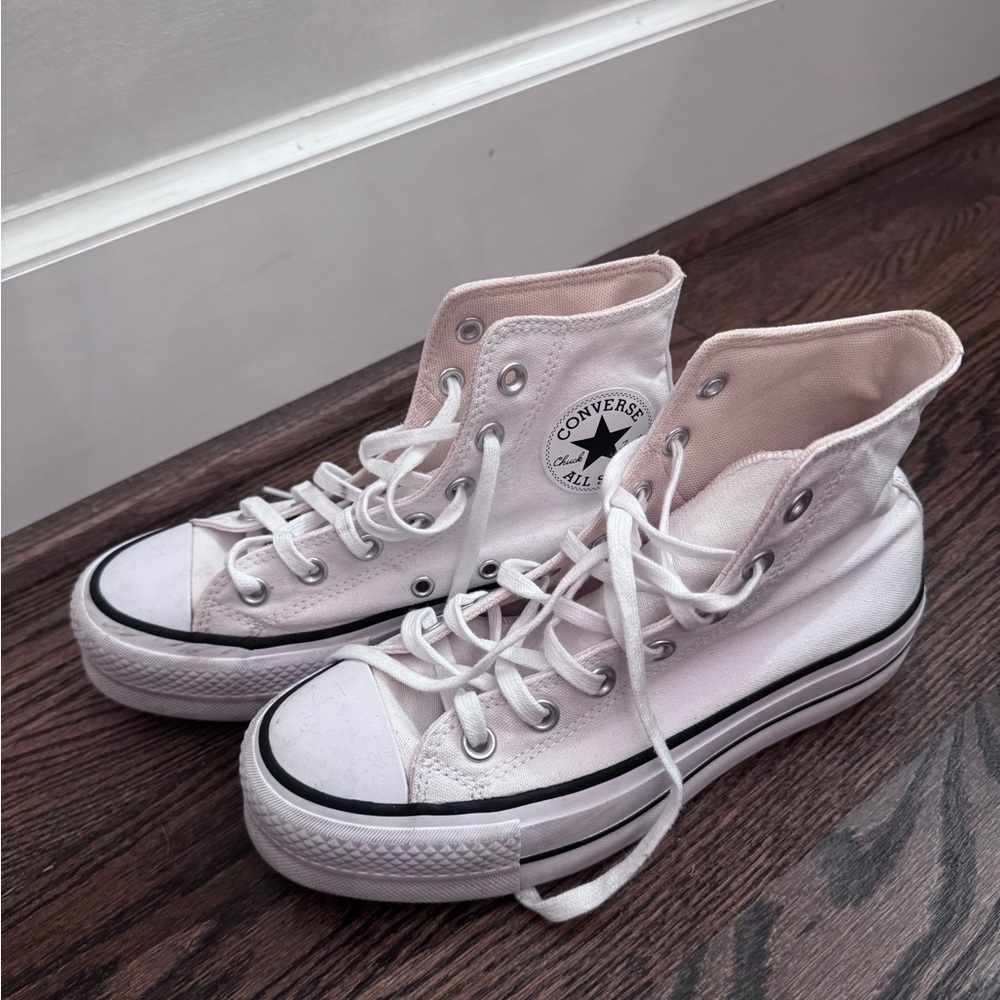 Converse White Platform High-Top Sneakers